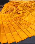 Traditional Kanjivaram Woven Yellow Silk Saree With Blouse Piece