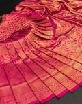 Traditional Kanjivaram Woven Pink Silk Saree With Blouse Piece