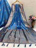 Regal  Silk Saree with Grand Zari Work -SKY