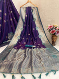 Regal  Silk Saree with Grand Zari Work -DARK PURPLE