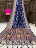 Traditional multicolor Patola-inspired pallu and border  DARK BLUE