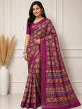 Royal Mandala Premium Silk Blend Saree with Elegant Zari Border - RANI PINK