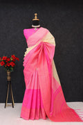 Royal Magenta & Midnight Black Heritage Silk Saree with Antique Gold Zari Border - CREAM