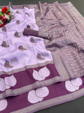 Premium Tissue Silk Kanjivaram Saree with Copper Zari - PURPLE&WINE
