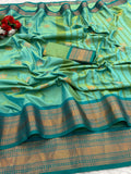 Premium Soft Banarasi Silk  Saree with Copper Zari & Rich Pallu | Contrast Blouse-PISTA