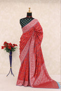 Traditional Paithani Soft Silk Saree with Elegant Pashmina Butti Weaving - RED