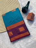 Contrast Border Traditional Silk Saree  BLUE