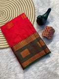 Contrast Border Traditional Silk Saree DARK PINK
