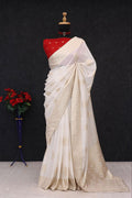 Designer Stapul Silk Saree With Rich Pallu -WHITE