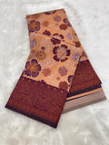Elegant Floral Woven Saree with Intricate Heritage Border -PEACH