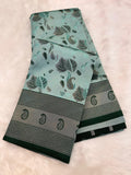 Elegant Floral Woven Saree with Intricate Heritage Border - SKY BLUE