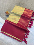 Radiant Pista  & rani pink Kanchipuram Pattu Silk Saree with Rich Zari Border