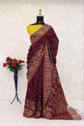 Heritage Chronicle Art Weave Saree with Intricate Traditional Narrative Border -WINE