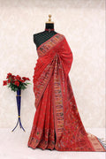 Heritage Chronicle Art Weave Saree with Intricate Traditional Narrative Border -RED