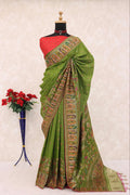 Heritage Chronicle Art Weave Saree with Intricate Traditional Narrative Border -GREEN