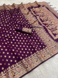 Regal Heritage Woven Saree with Intricate Floral Border and Grand Traditional Pallu - WINE