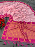Elegant Kalyani Cotton Silk Saree with Gold Jari Weaving - PINK
