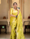 Soft Banarasi yellow Silk Saree With Bewitching Blouse Piece