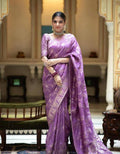 Soft Banarasi purple Silk Saree With Bewitching Blouse Piece