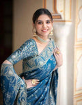 Soft Banarasi blue Silk Saree With Bewitching Blouse Piece
