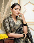 Soft Banarasi black Silk Saree With Bewitching Blouse Piece