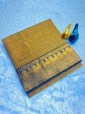 Graceful Checked Weave Saree with Traditional Woven Border - DARK YELLOW