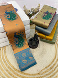 Maharani Mayura Premium Silk Saree with Regal Peacock Motifs and Heritage Woven Pallu -DARK YELLOW