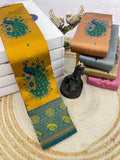 Maharani Mayura Premium Silk Saree with Regal Peacock Motifs and Heritage Woven Pallu -YELLOW