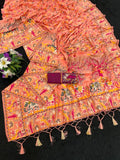 Soft Silk Saree With Paithani Border & Pashmina Weaving - ORANGE