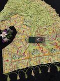 Soft Silk Saree With Paithani Border & Pashmina Weaving -PARROT