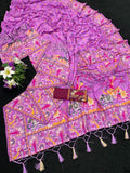 Soft Silk Saree With Paithani Border & Pashmina Weaving - PINK