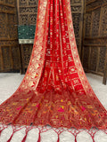 Maharani Vaibhavi Heritage Paithani Saree with Royal Motif Weaving - RED