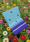 Handloom Cotton Saree with Floral Butta Work  BLUE