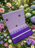 Handloom Cotton Saree with Floral Butta Work DARK PURPLE