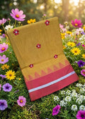 Handloom Cotton Saree with Floral Butta Work YELLOW