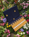 Handloom Cotton Saree with Floral Butta Work DARK BLUE