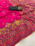 Heritage Soft Silk Saree with Elephant Procession Border & Rich Pallu  RANI PINK