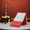 Royal  Kanjivaram Silk Saree with Elegant Checks & Zari Border - WHITE