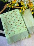 Pista Hand-Embroidered Floral Dress Material