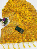 Royal Pashmina Kaju Soft Silk Saree - YELLOW
