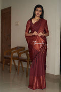 Attractive Kanjivaram Woven Brown Silk Saree With Blouse Piece