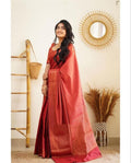 Beautiful Kanjivaram Woven red Silk Saree With Blouse Piece
