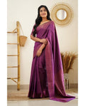 Beautiful Kanjivaram Woven Wine Silk Saree With Blouse Piece