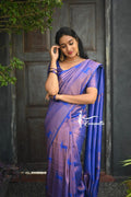 Traditional Kanjivaram Woven Blue Silk Saree With Blouse Piece