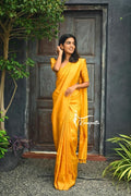 Traditional Kanjivaram Woven Yellow Silk Saree With Blouse Piece