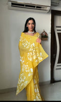 yellow Colour 1-Min Georgette Ready To Wear  Saree With Blouse Piece