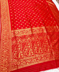 red Golden Zari Woven Kanjivaram Soft Silk Saree