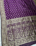 purple Golden Zari Woven Kanjivaram Soft Silk Saree