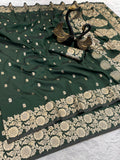 Pure Soft Banarasi green Silk Saree