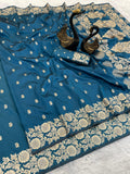 Pure Soft Banarasi sky blue Silk Saree